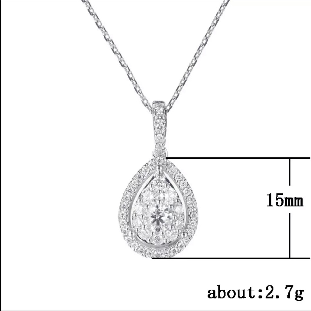 New 925 Silver Luxury Drop Water Diamond Necklace - Picture 6 of 6